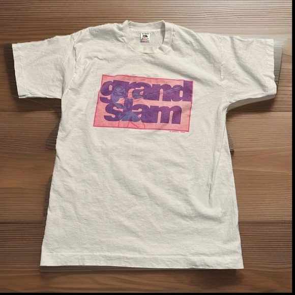 Vintage 90's Grand Slam Baseball Tee T Shirt L Single Stitch USA Fruit of Loom - Picture 2 of 9